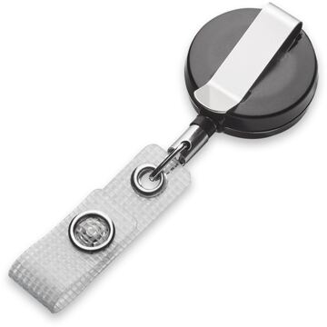 Jojo rund 27 mm - Metallgehäuse, schwarz, Gurtclip, Textillasche