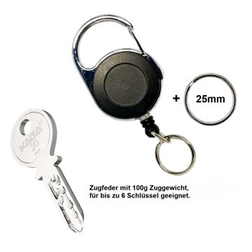 JoJo rund "Keyhalter", 100g Zuggewicht, Ring 20/25 mm, "Longlife Cord"